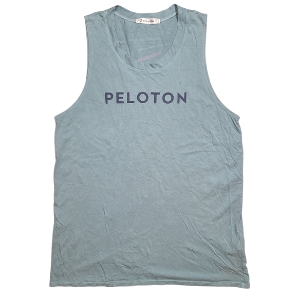 Peloton Spirit Muscle Tank Top Small Teal Neon Graphic Logo Workout Athleisure - Picture 2 of 8